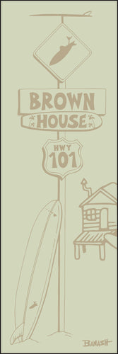 BROWN HOUSE ~ LONGBOARD ~ SURF XING ~ DRIFTWOOD ~ 8x24
