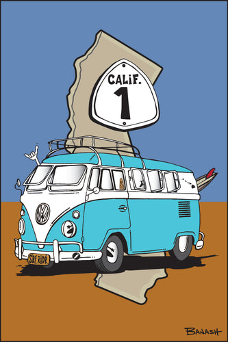 CALIFORNIA ~ SURF BUS ~ OLD HWY 1 ~ STATE ~ 12x18
