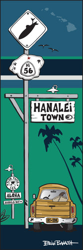 HANALEI TOWN ~ SURF XING ~ SURF PICKUP ~ OCEAN LINES ~ 8x24