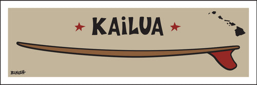 KAILUA ~ OAHU ~ RED FIN ~ SURFBOARD ~ 8x24