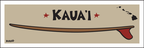 KAUAI ~ RED FIN ~ SURFBOARD ~ 8x24