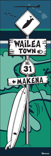 MAKENA ~ SURF XING ~ LONGBOARD ~ OCEAN LINES ~ GOIN' LEFT ~ 8x24