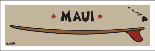 MAUI ~ RED FIN ~ SURFBOARD ~ 8x24