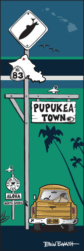 PUPUKEA TOWN ~ SURF XING ~ SURF PICKUP ~ OCEAN LINES ~ 8x24