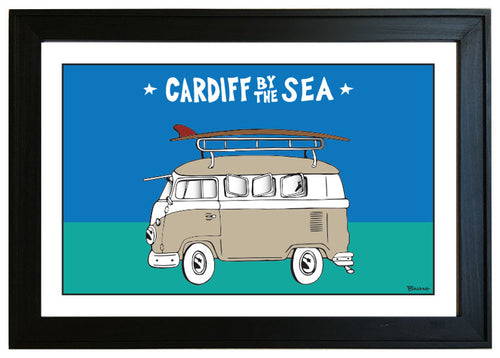 CARDIFF BY THE SEA ~ SURF BUS ~ 12x18