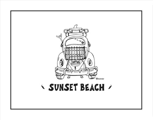 SUNSET BEACH ~ SURF BUG TAIL ~ CATCH A LINE ~ 16x20