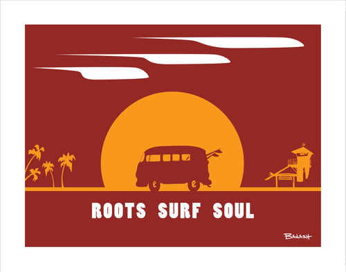 CARDIFF BY THE SEA ~ ROOTS SURF SOUL ~ SURF BUS ~ SUNDOWN ~ 16x20