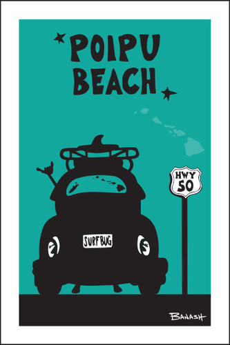 POIPU BEACH ~ SURF BUG TAIL ~ 12x18