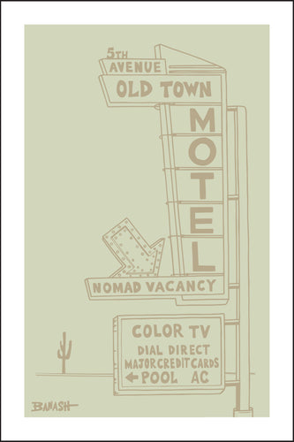 5TH AVENUE ~ OLD TOWN ~ MOTEL ~ SAGAURO ~ SIGN POST ~ 12x18