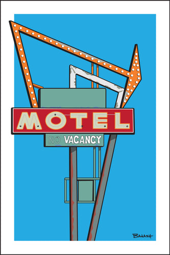 ROUTE 66 ~ MOTEL ~ ARROW SIGN POST ~ 12x18