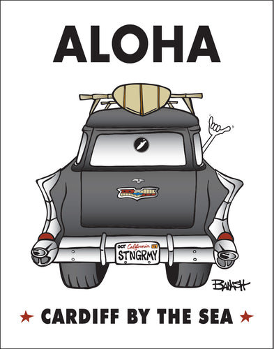 CARDIFF BY THE SEA ~ ALOHA ~ SURF WAGON TAIL FINS ~ 3:4