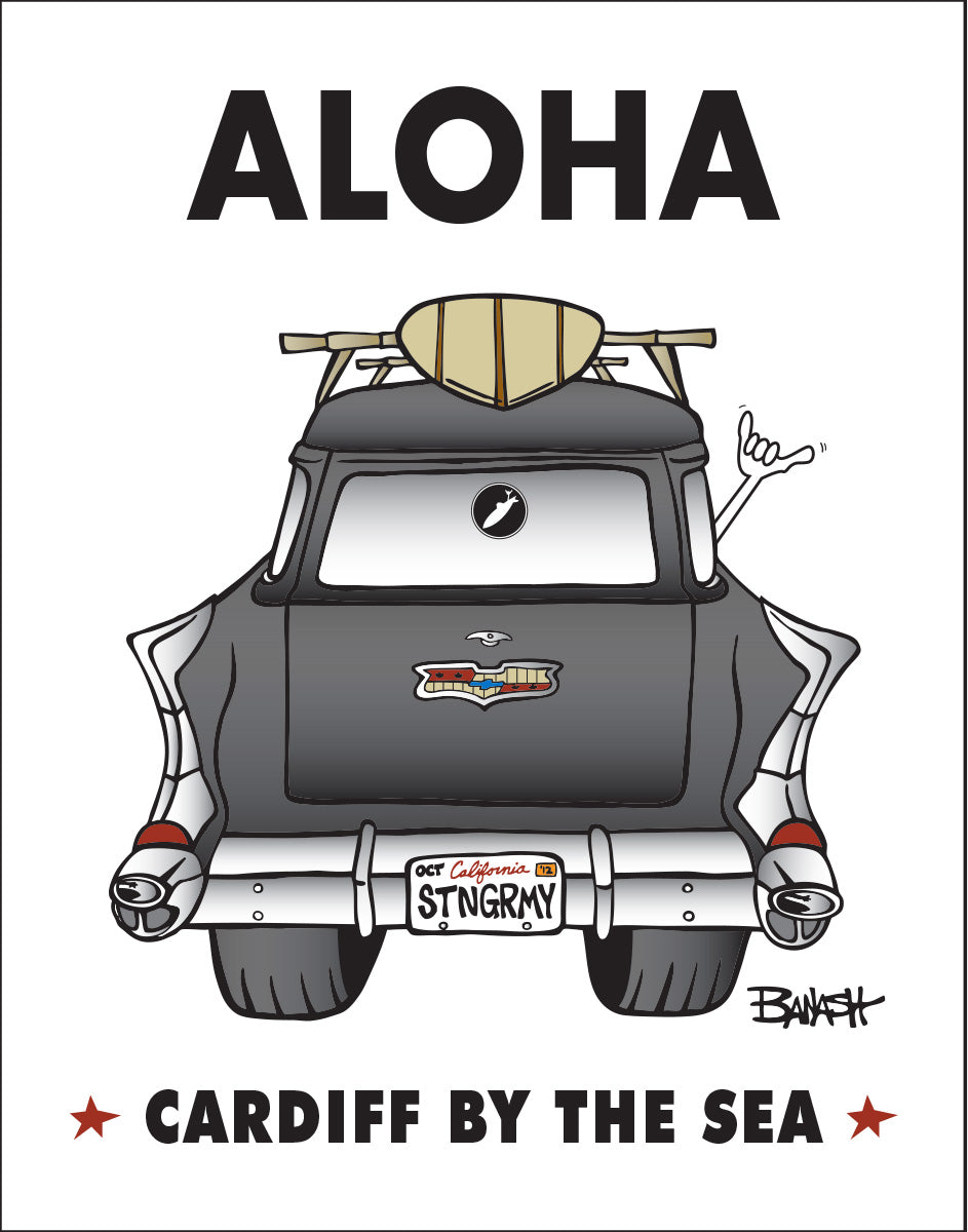CARDIFF BY THE SEA ~ ALOHA ~ SURF WAGON TAIL FINS ~ 3:4
