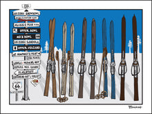 Load image into Gallery viewer, ARIZONA SNOWBOWL ~ SIGN POST ~ VINTAGE SKIIS ~ FLAGSTAFF ~ 3:4