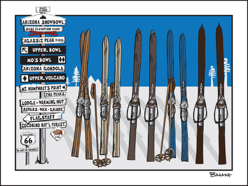ARIZONA SNOWBOWL ~ SIGN POST ~ VINTAGE SKIIS ~ FLAGSTAFF ~ 3:4