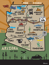 Load image into Gallery viewer, ARIZONA ~ DESTINATIONS ~ MAP ~ 16x20