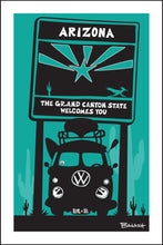 Load image into Gallery viewer, ARIZONA ~ WELCOME SIGN ~ CANOE BUS GRILL ~ SEAFOAM ~ 12x18