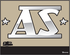 AIRSTREAM CHROME EMBLEM ~ ENCINITAS ~ CATCH A HIGHWAY ~ 3:4