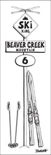 Load image into Gallery viewer, BEAVER CREEK MOUNTAIN ~ SKI XING ~ VINTAGE SKIIS ~ SIGN POST ~ 8x24