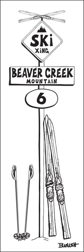 BEAVER CREEK MOUNTAIN ~ SKI XING ~ VINTAGE SKIIS ~ SIGN POST ~ 8x24