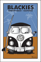 Load image into Gallery viewer, BLACKIES ~ NEWPORT BEACH ~ CALIFORNIA ~ SIMPLE SURF BUS GRILL ~ SAND LINES ~ 12x18