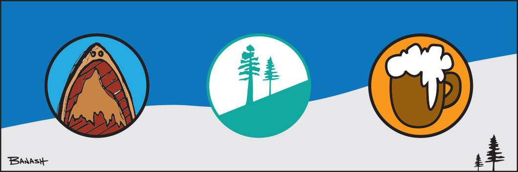 BOARD LIFE ~ SNOWBOARD ~ SLOPE PINES ~ COL' BEER CLASSIC LOGO ~ 8x24