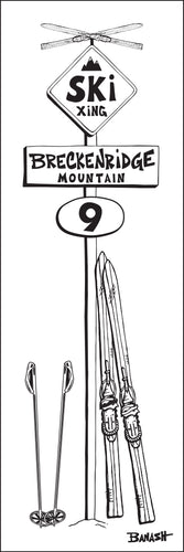 BRECKENRIDGE MOUNTAIN ~ SKI XING ~ VINTAGE SKIIS ~ SIGN POST ~ 8x24