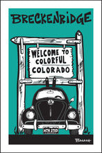 Load image into Gallery viewer, BRECKENRIDGE ~ COLORADO WELCOME SIGN ~ SKI BUG GRILL ~ SEAFOAM ~ 2:3