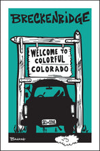Load image into Gallery viewer, BRECKENRIDGE ~ COLORADO WELCOME SIGN ~ SKI PICKUP TAIL ~ SEAFOAM ~ 2:3