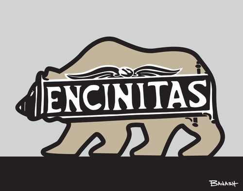 ENCINITAS ~ TOWN SIGN ~ CATCH A BEAR ~ 3:4