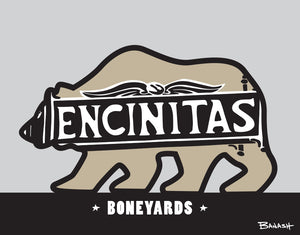 ENCINITAS ~ TOWN SIGN ~ BONEYARDS ~ CATCH A BEAR ~ 3:4