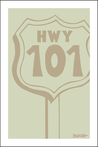 CALIF ~ HWY 101  ~ ROAD SIGN ~ DRIFTWOOD ~ 12x18