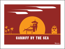 Load image into Gallery viewer, CARDIFF BY THE SEA ~ TOWER 16 ~ LIFEGUARD LONGBOARD ~ CATCH SUNDOWN ~ 16x20