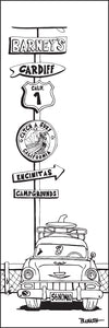 BARNEY'S ~ CAMPGROUNDS ~ SIGN POST ~ SURF NOMAD ~ CARDIFF BY THE SEA ~ 1:3