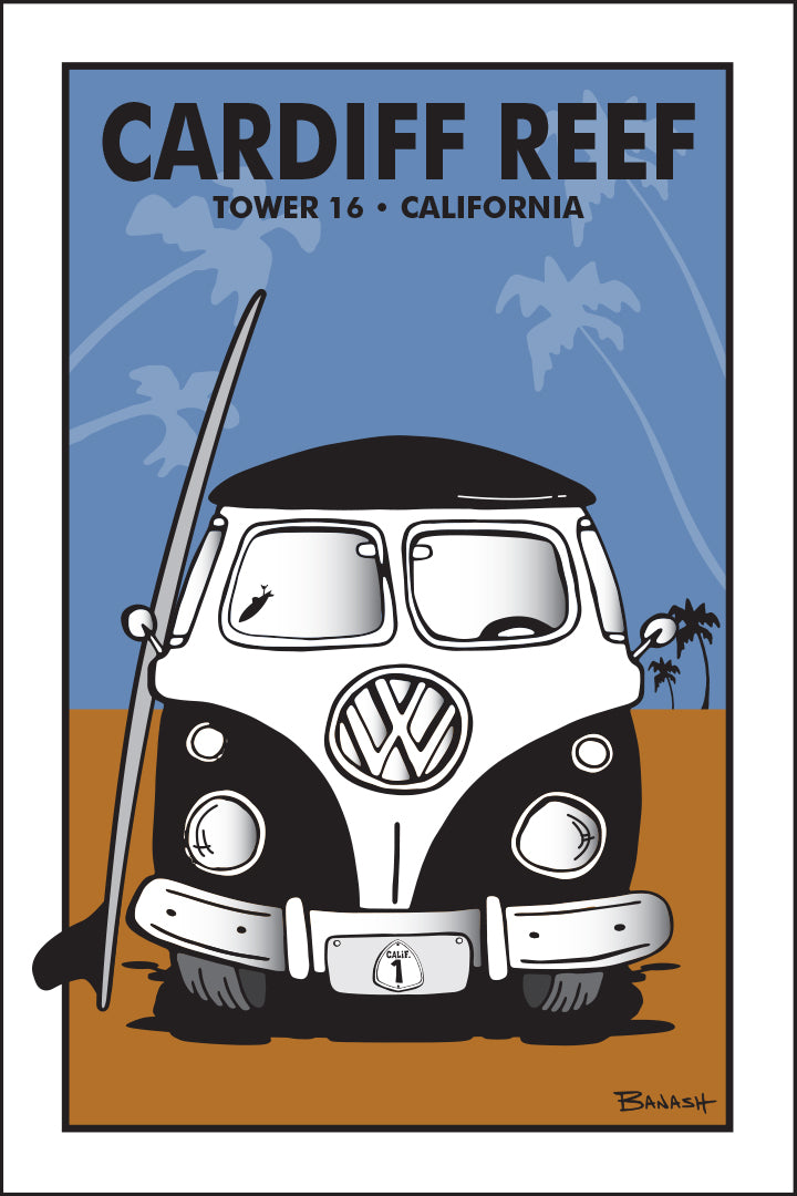 CARDIFF REEF ~ TOWER 16 ~ CALIFORNIA ~ SIMPLE SURF BUS GRILL ~ SAND LINES ~ 2:3