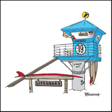 Load image into Gallery viewer, SURF ~ CARDIFF BY THE SEA ~ TOWER 19 ~ LIFEGUARD LONGBOARD ~ 12x12