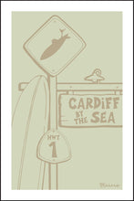 Load image into Gallery viewer, CARDIFF BY THE SEA ~ LONGBOARD ~ SURF XING ~ SIGN POST ~ DRIFTWOOD ~ 12x18