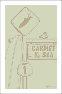 CARDIFF BY THE SEA ~ LONGBOARD ~ SURF XING ~ SIGN POST ~ DRIFTWOOD ~ 12x18