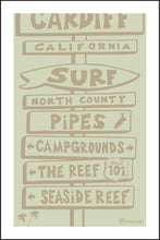 Load image into Gallery viewer, CARDIFF BY THE SEA ~ SURF BREAKS ~ SIGN POST ~ DRIFTWOOD ~ 12x18