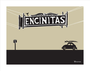 ENCINITAS ~ TOWN SIGN ~ SURF BUG ~ 3:4