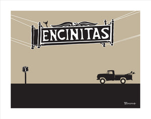 ENCINITAS ~ TOWN SIGN ~ SURF 1965 FORD PICKUP ~ 3:4