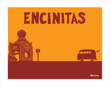 Load image into Gallery viewer, ENCINITAS ~ SWAMIS ~ S.R.F. TEMPLE ~ SURF BUS ~ HWY 1 ~ CATCH A SURF ~ 3:4