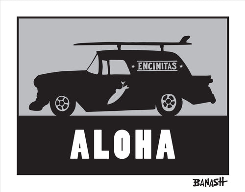 ALOHA ~ ENCINITAS ~ SURF NOMAD ~ CATCH A SURF ~ GRAYSCALE ~ 3:4