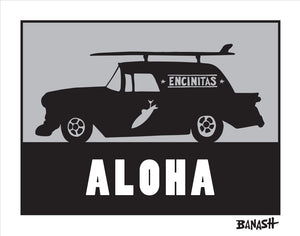 ALOHA ~ ENCINITAS ~ SURF NOMAD ~ CATCH A SURF ~ GRAYSCALE ~ 3:4