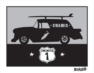 ENCINITAS ~ SWAMIS ~ SURF NOMAD ~ HWY 1 ~ CATCH A SURF ~ GRAYSCALE ~ 3:4