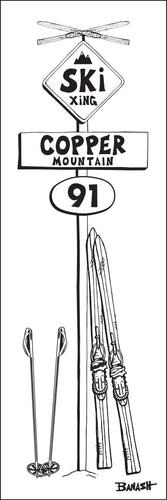 COPPER MOUNTAIN ~ SKI XING ~ VINTAGE SKIIS ~ SIGN POST ~ 8x24