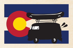 COLORADO FLAG ~ RAFT BUS ~ 12x18