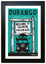 Load image into Gallery viewer, DURANGO ~ COLORADO ~ WELCOME SIGN ~ OLD TOWN CANOE BUS GRILL ~ SEAFOAM ~ 2:3