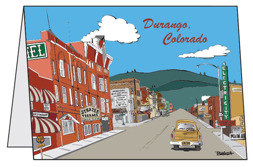 DURANGO ~ COLORADO ~ MAIN AVE ~ HISTORIC DOWNTOWN ~ STRATER HOTEL ~ BLANK CARD ~ 5x7