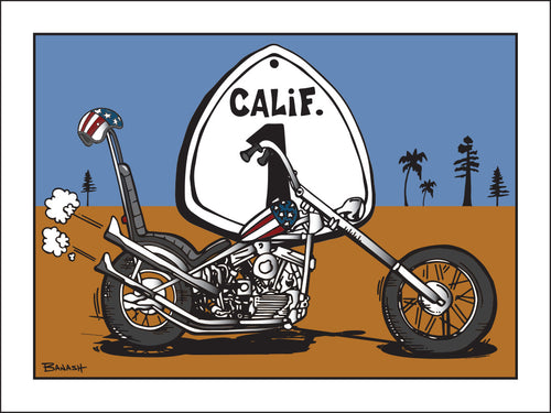CARDIFF BY THE SEA ~ EASY RIDER ~ CALIF. ~ OLD HWY 1 ~ SAND LINES ~ 3:4