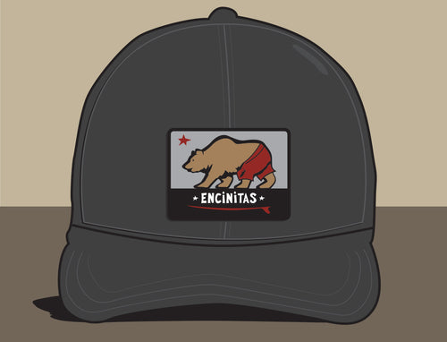 ENCINITAS ~ SURF BEAR ~ SEWN PATCH ~ HAT